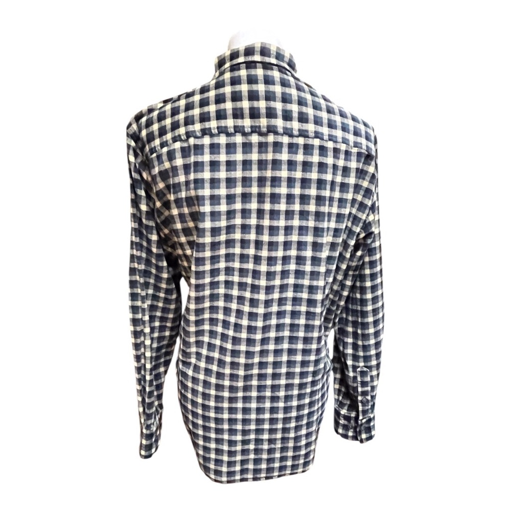 SAKS FIFTH AVENUE Men's Navy and Yellow Checkered Shirt - Picture 2 of 9